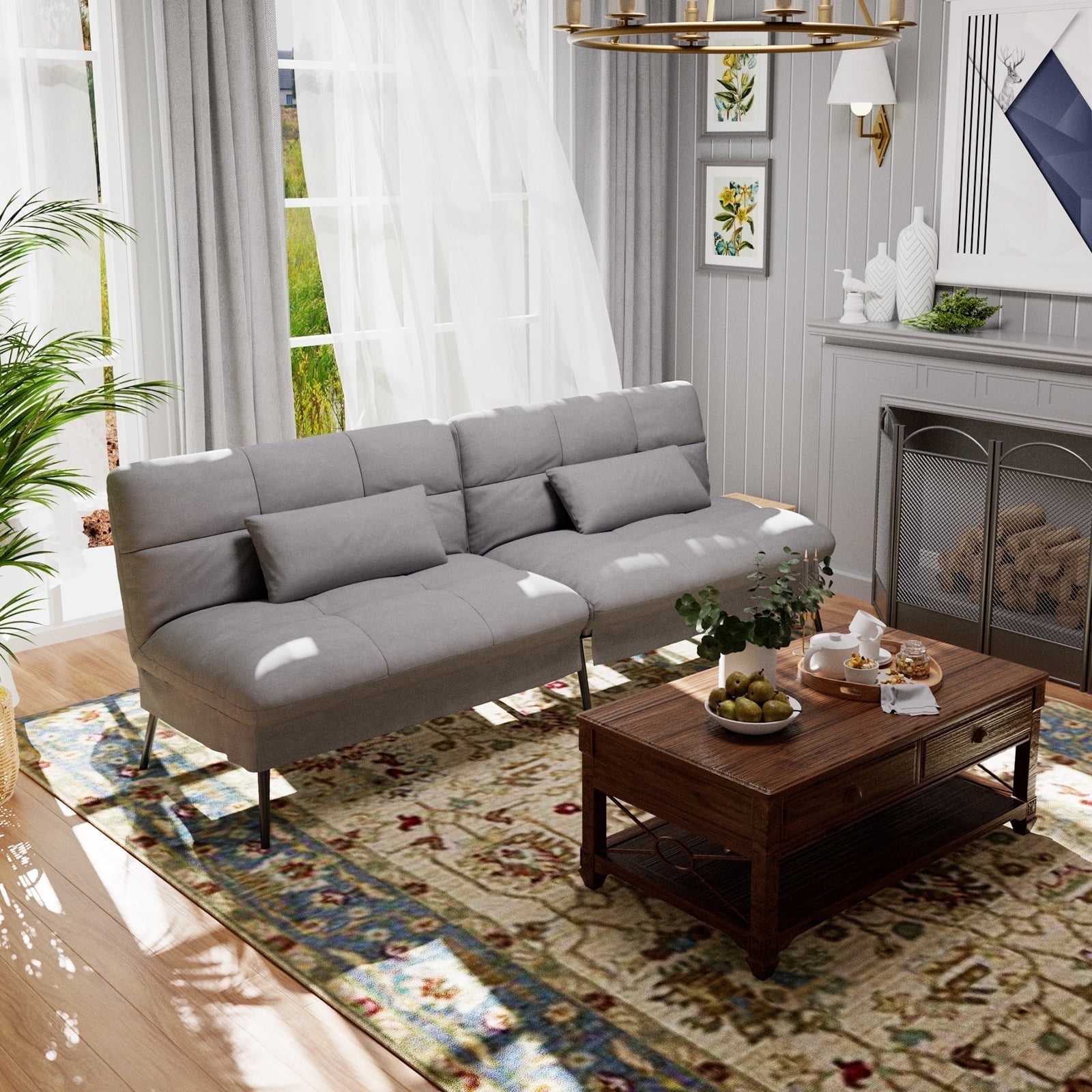 YITAHOME 70" Convertible Futon Sofa Bed - Cat-Scratch-Proof Fabric, Adjustable Backrest & Armrests