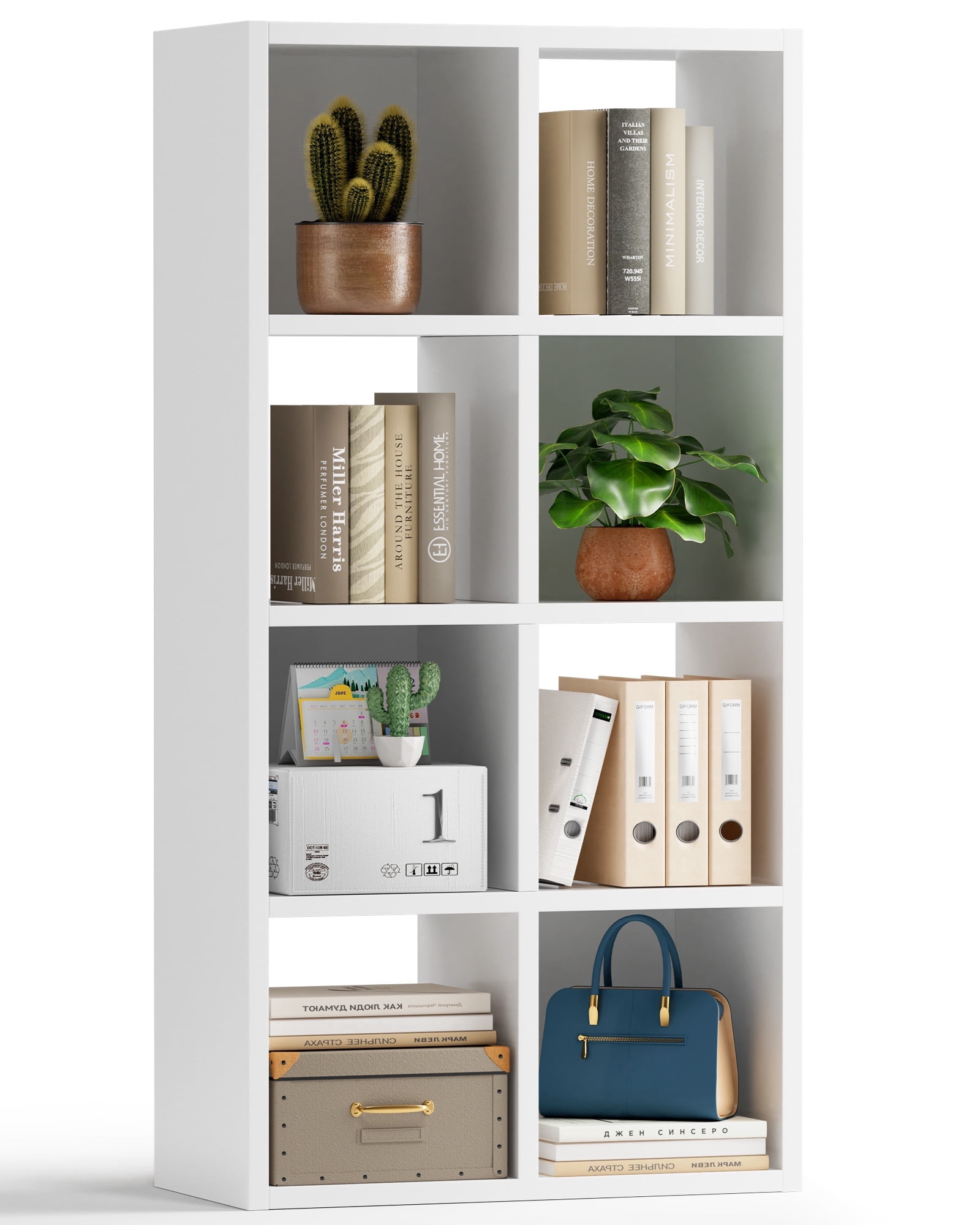 COMHOMA 8 Wood Cube Storage Organizer with Open Back and Removable Back Panels, 11In Black Cube Storage Bookshelf, Cubicle Shelf Bookcase for Home Office Bedroom Living Room, Vertical or Horizontal