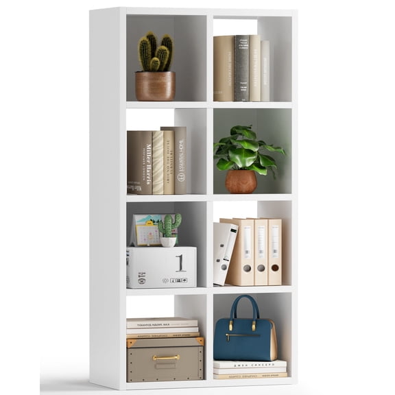 COMHOMA 8 Wood Cube Storage Organizer with Open Back and Removable Back Panels, 11In Black Cube Storage Bookshelf, Cubicle Shelf Bookcase for Home Office Bedroom Living Room, Vertical or Horizontal