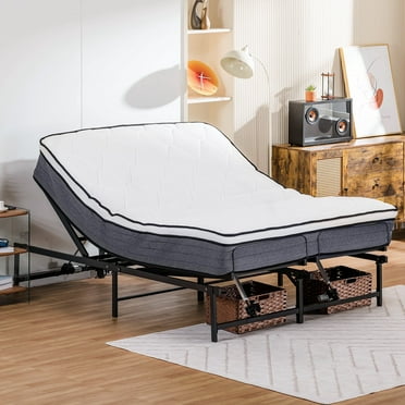 COMHOMA Adjustable Bed Frames Queen Size Metal Bed with Head and Foot Incline