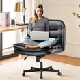 thumbnail image 1 of COMHOMA Armless Office Desk Chair, Criss Cross Swivel Chair with Wheels, Wide Seat Adult Vanity Chair for Home Office , Black, 1 of 7