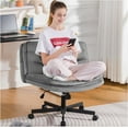 thumbnail image 1 of COMHOMA Armless Office Desk Chair with Wheels, Fabric Padded Cross Legged Office Chair, Modern Swivel Vanity Chair Height Adjustable Wide Seat Computer Task Chair, Gray, 1 of 10