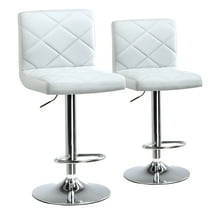 COMHOMA Bar Stools,  Modern PU Leather Swivel Adjustable Hydraulic Bar Stool With 16.1” Wide Base Square Counter Bar Stool Set of 2, Gray