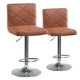 thumbnail image 1 of COMHOMA Bar Stools, Modern PU Leather Swivel Adjustable Hydraulic Bar Stool with 16.1” Wide Base Square Counter Bar Stool Set of 2,Brown, 1 of 8