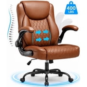CloudRest Pro Office Chair, 400LBS Wide Seat Ergonomic Computer Desk Chair High Back Executive Leather Chair Adjustable Task Chair Lumbar Back, Brown