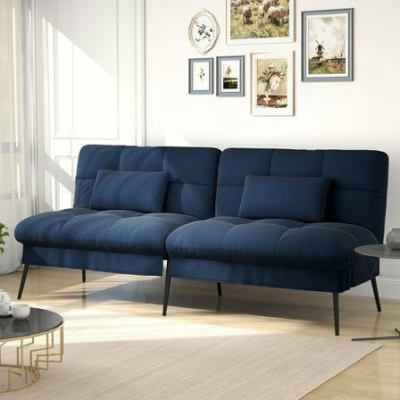 COMHOMA Cloud Comfort Convertible Futon Sofa Bed, Blue