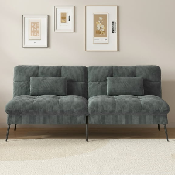 COMHOMA Convertible Futon Sofa Bed Upholstered Futon Couch Corduroy Sleeper Sofa, Green