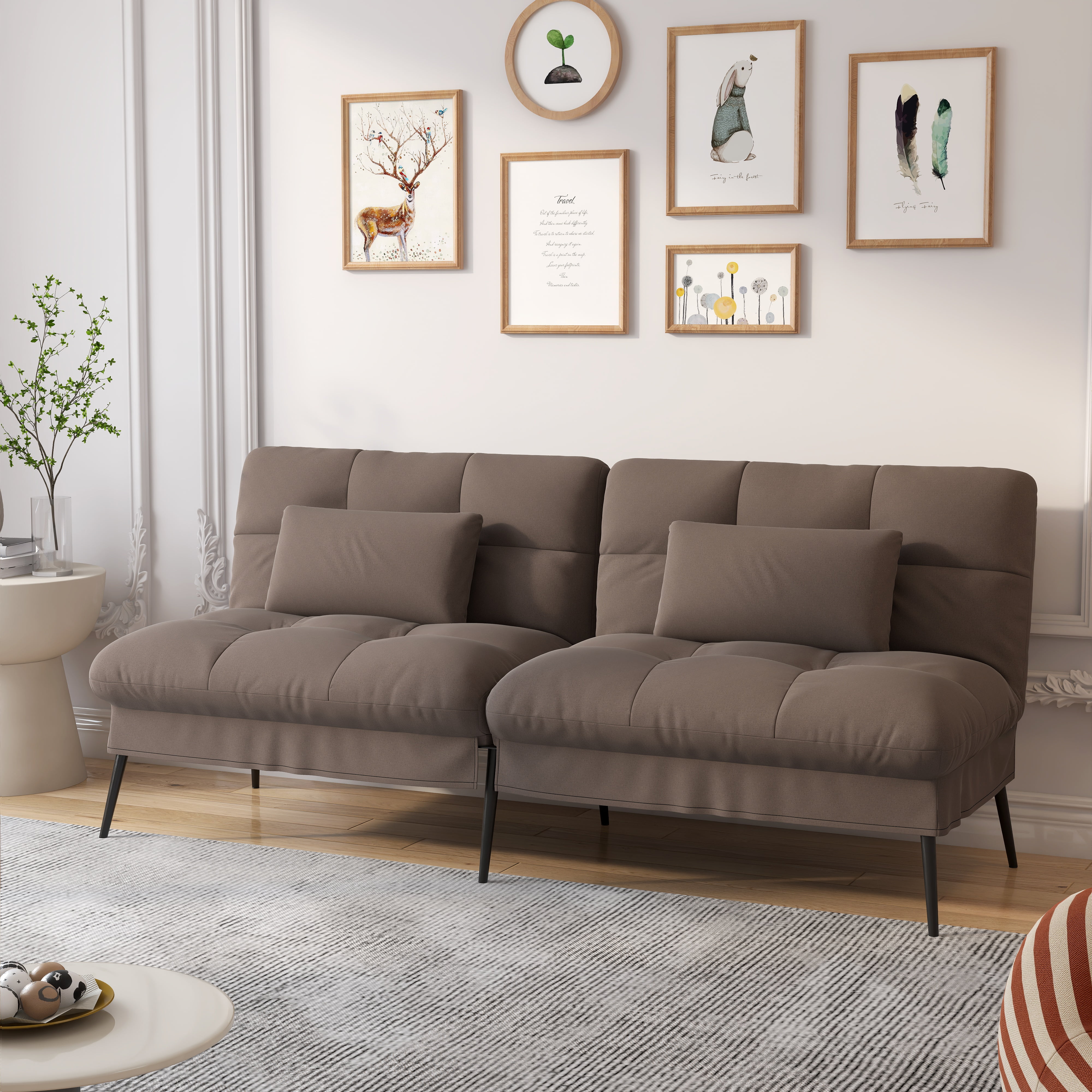 Fabric futon sofa bed deals