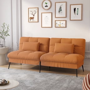 COMHOMA Convertible Futon Sofa Bed Upholstered Futon Couch Fabric Sleeper Sofa, Cinnamon Brown