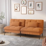 COMHOMA Convertible Futon Sofa Bed Upholstered Futon Couch Fabric Sleeper Sofa, Cinnamon Brown