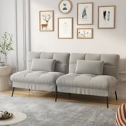 COMHOMA Convertible Futon Sofa Bed Upholstered Futon Couch Fabric Sleeper Sofa, Gray