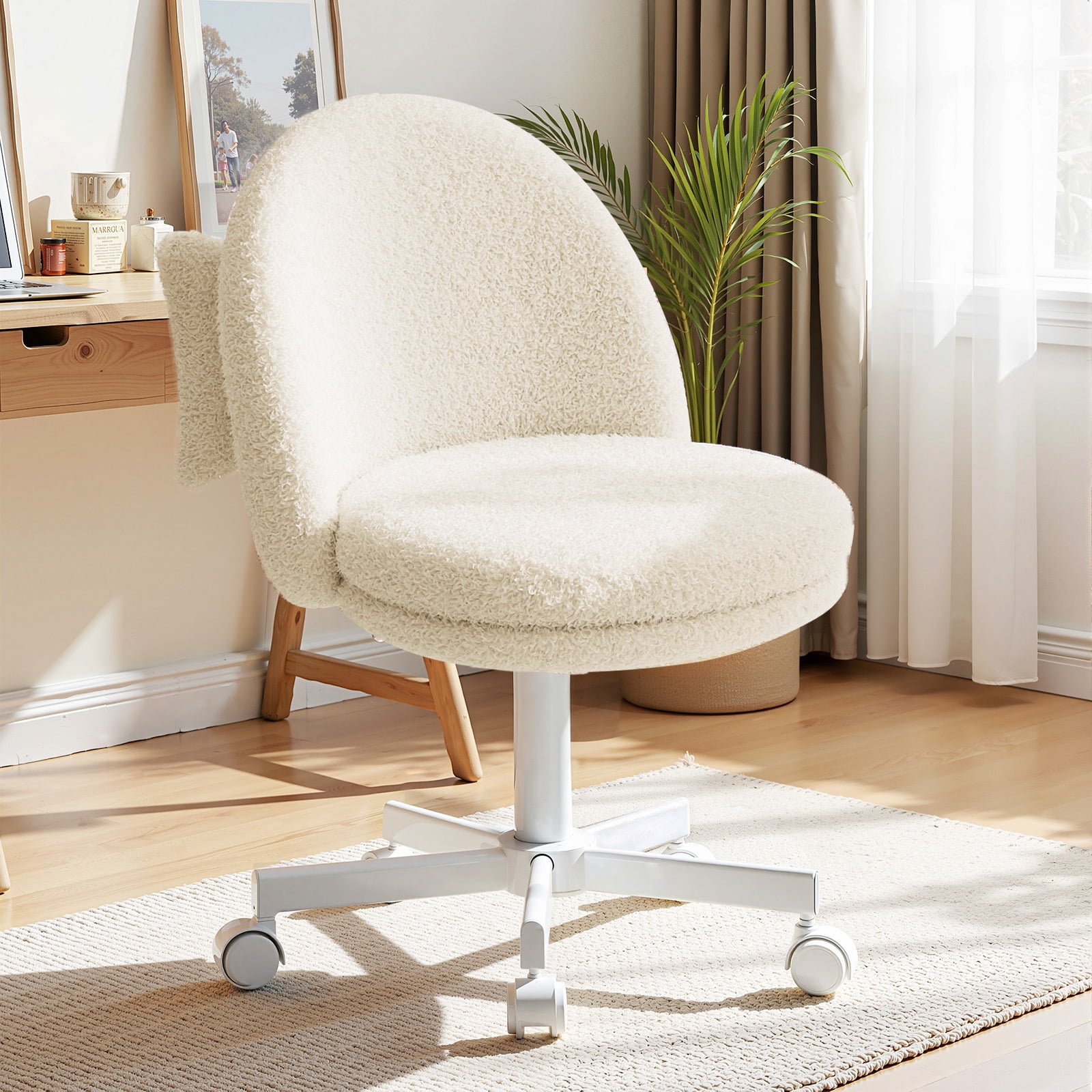 COMHOMA Ergonomic Tall Home Office Chair with Wheels Versatile Height Use form Office to Bar Stools (17.7"~23.6"), White