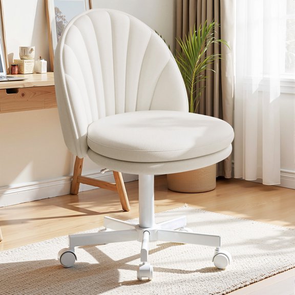 COMHOMA Ergonomic Tall Home Office Chair with Wheels Versatile Height Use form Office to Bar Stools (17.7"~23.6"), White