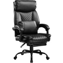 COMHOMA Executive Chair High-Back PU Leather Office Chair with Footrest, Black