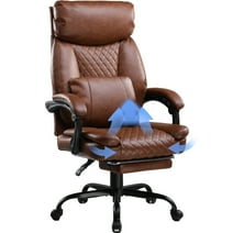 COMHOMA Executive Chair High-Back PU Leather Office Chair with Footrest, Brown