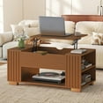 thumbnail image 1 of COMHOMA Lift Top Coffee Table for Living Room, 39" Center Table with Hidden Storage Compartment, Adjustable Wooden Tea Table for Small Spaces, Dark Brown, 1 of 8