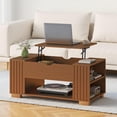 thumbnail image 1 of COMHOMA Lift Top Coffee Table for Living Room, 39" Center Table with Hidden Storage Compartment, Adjustable Wooden Tea Table for Small Spaces, Dark Walnut, 1 of 9