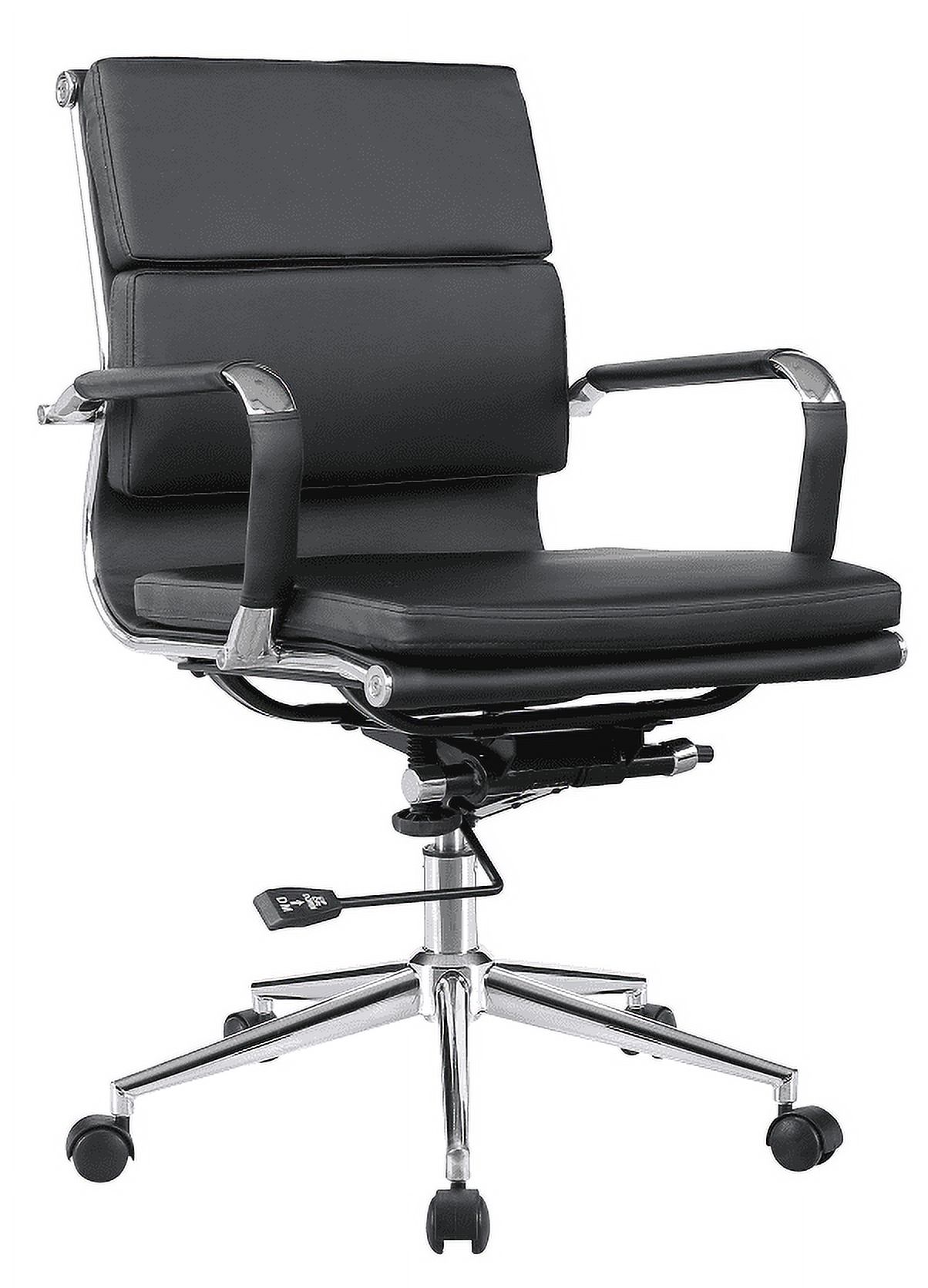COMHOMA Office Chair, PU Leather Mid Back Cushioned Office Chair, Mid