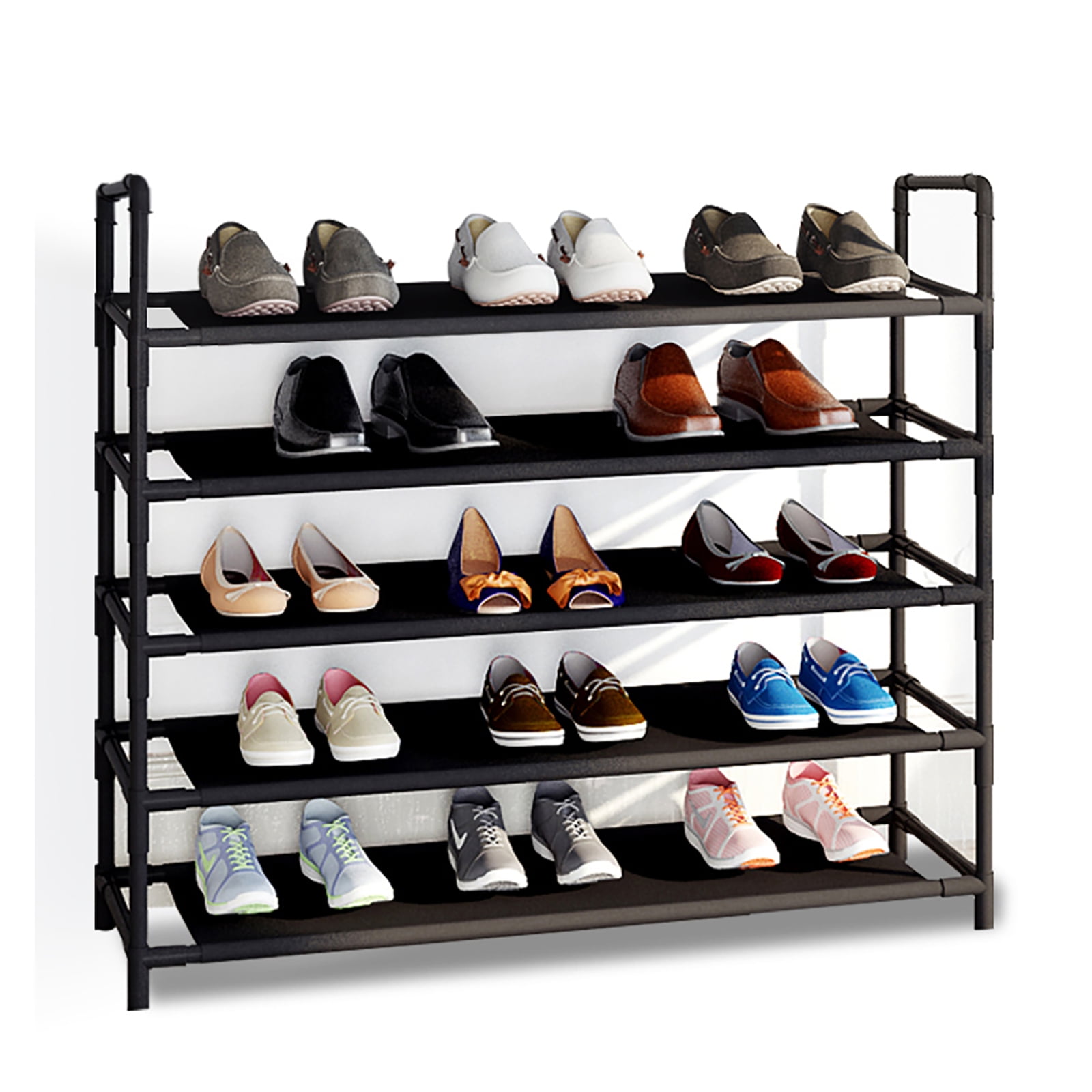 5 Tier Long Shoe Rack,Stackable Wide Shoe Shelf for Shoe Storage,Sturdy Shoe  Sta