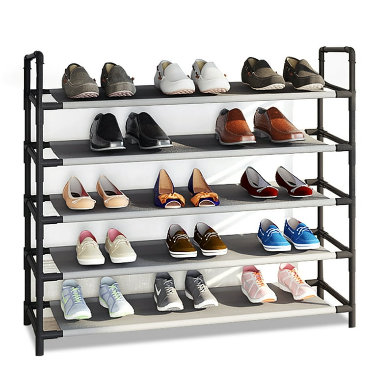 ComHoma Shoe Rack 5 Tiers Large Shoe Rack Organizer for 25 Pairs Space  Saving Shoe Shelf Non-Woven Fabric Shoe Storage Cabinet Adjustable 