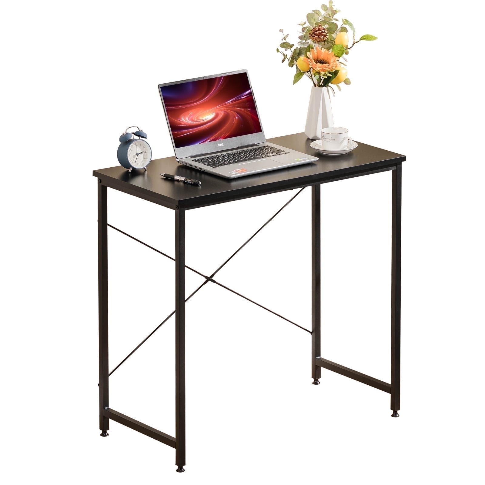 COMHOMA 32" Small Computer Desk, Modern Writing Desk with Metal Frame for Home Office & Study, Black