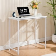 COMHOMA Small Computer Desk 32 Inch Writing Desk Metal Frame Modern Simple Style for Home Office Study,White