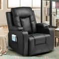 thumbnail image 1 of COMHOMA Swivel Rocker Recliner Chair,, 35.8" Wide PU Leather Rocking Sofa with Heated Massage, Black, 1 of 8
