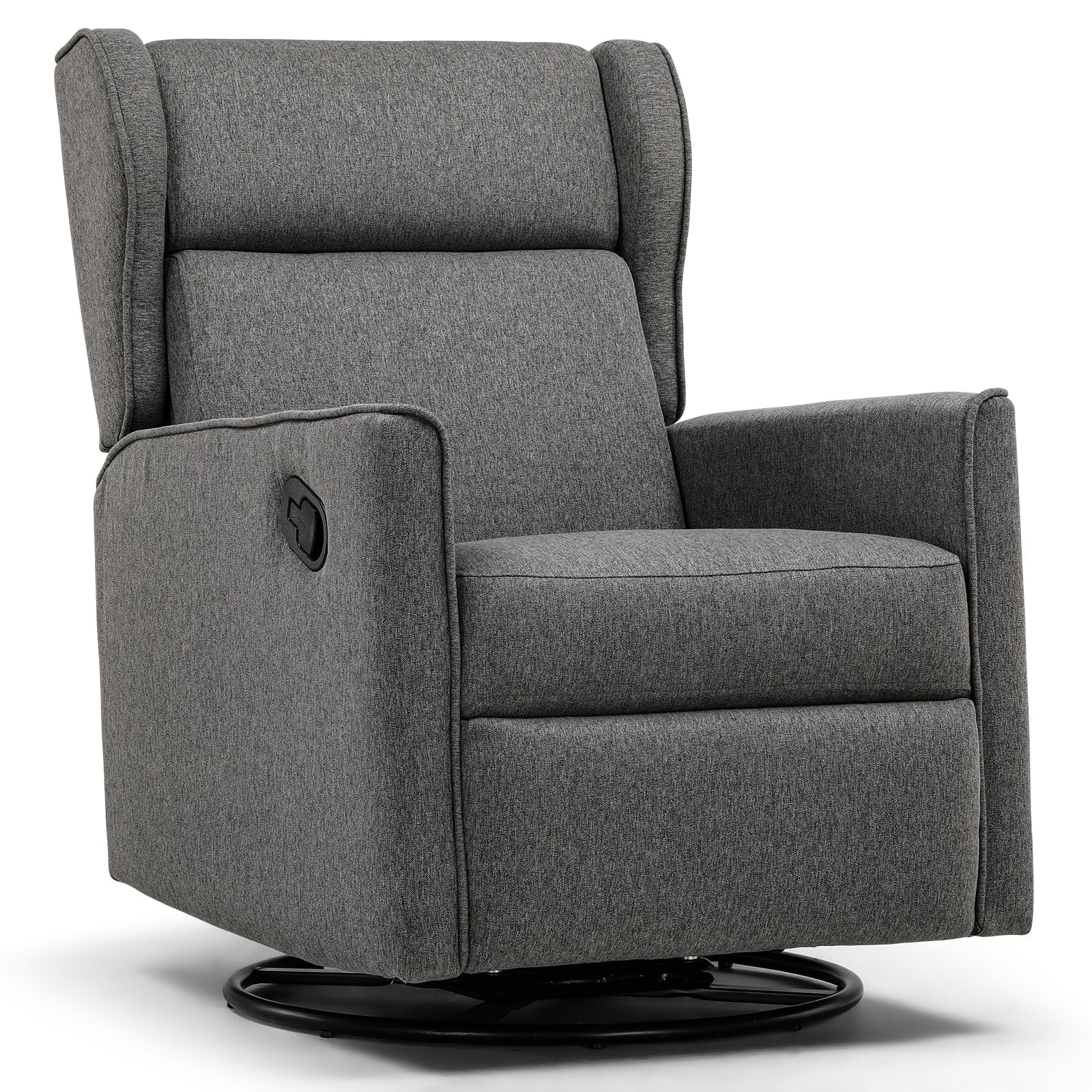 COMHOMA Swivel Rocker Recliner Chair, Fabric Lether Single Sofa Seat for Living Room, Gray