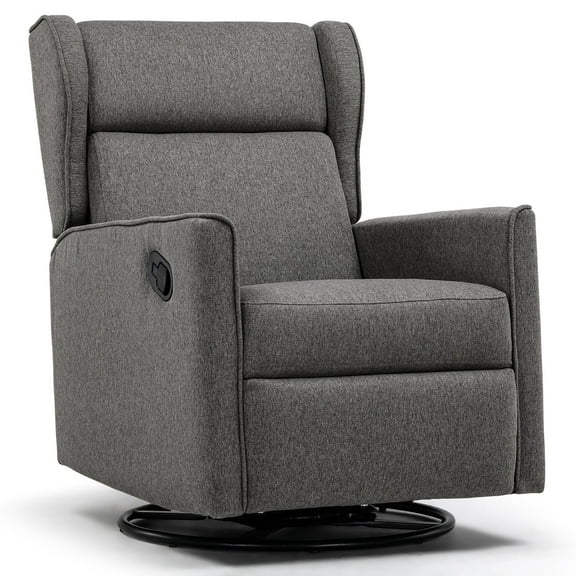 COMHOMA Swivel Rocker Recliner Chair, Fabric Swivel Glider Reclining Single Sofa for Living Room, Gray