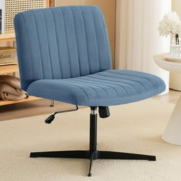 Walsunny Cross Legged Office Chair Armless Wide Chair for Vanity Desk Cross Legged Office Chair Adjustable Swivel Padded Fabric Vanity Task Computer Chair Walmart