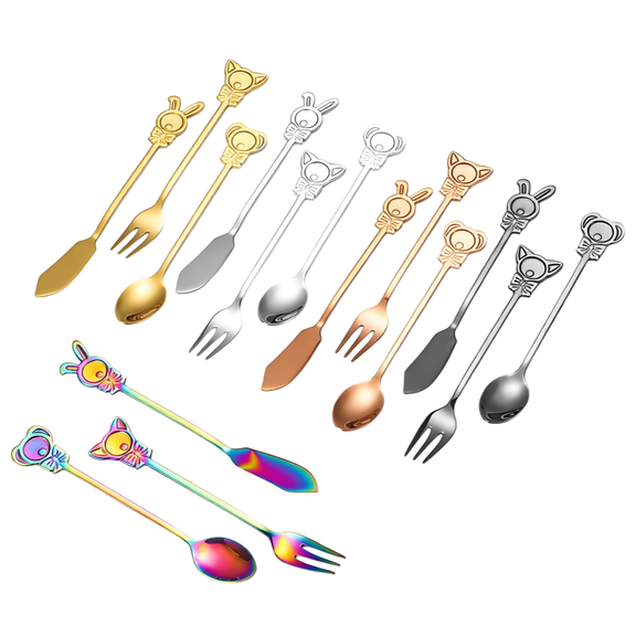 COMIART 15 - piece Set of Stainless - Steel Star - diamond Cartoon Western - style Butterfly - tie Tableware: Creative 304 Forks, Knives, Spoons and Teaspoons Set
