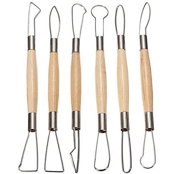 COMIART 6pcs Double-Sided Ribbon Cutter Wire End Tool for Pottery Clay Sculpting Modelling Beginner Friendly Ceramics Hobby