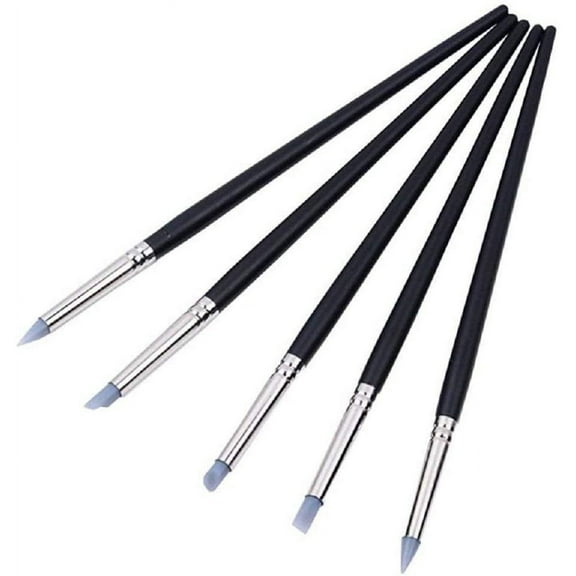 COMIART CREATE COLOR LIFE 5pcs Flexible Clay Sculpture Tools Silicon Color Shapers Wood Brushes Size 2