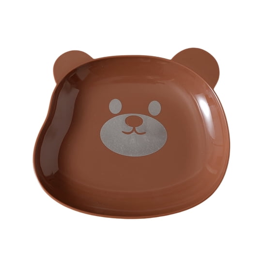 COMIART Cute Bear Plastic Dipping Sauce Plate and Bone Tray (Brown-1Pcs)