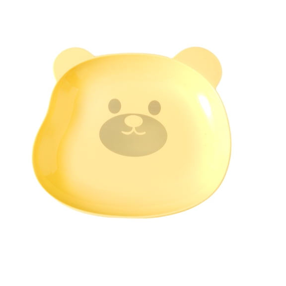 COMIART Cute Bear Plastic Dipping Sauce Plate and Bone Tray (Butter Yellow-1Pcs)