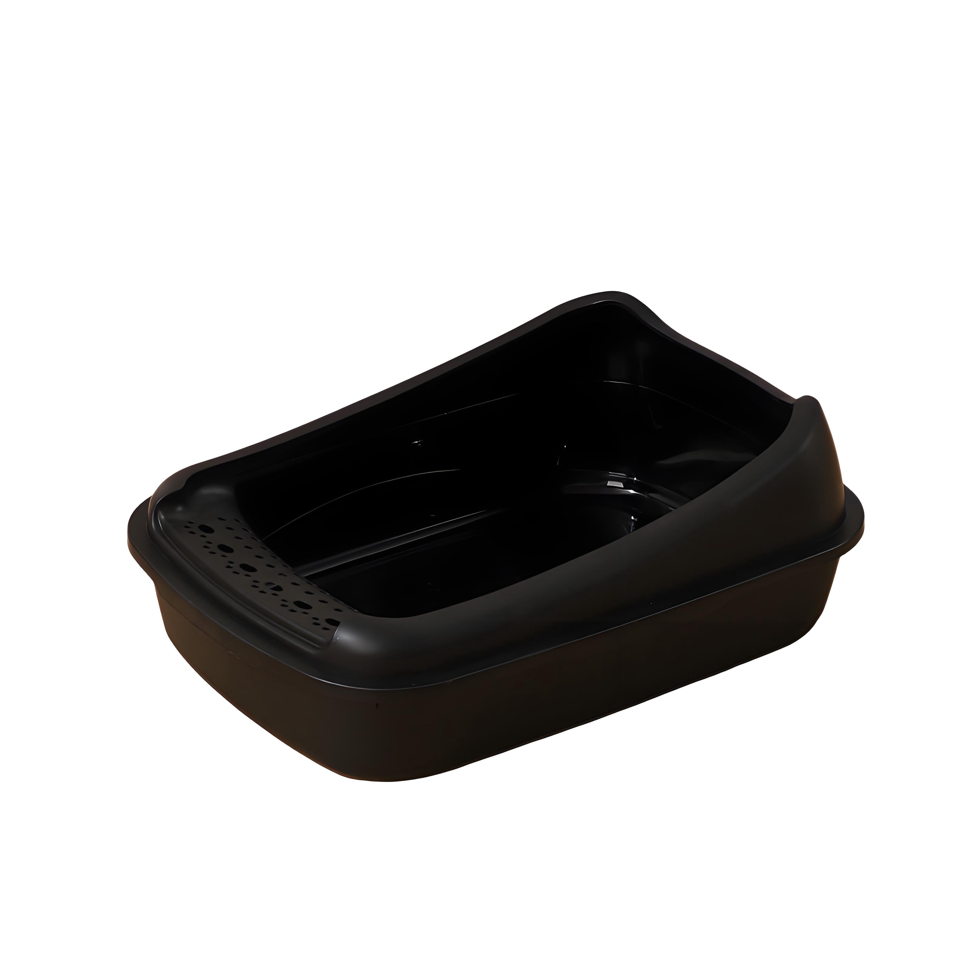 COMIART PP Material Semi - Enclosed Large Cat Litter Box Anti - Splash Cat Toilet Pet Supplies (Black,Large Cat Litter Box)