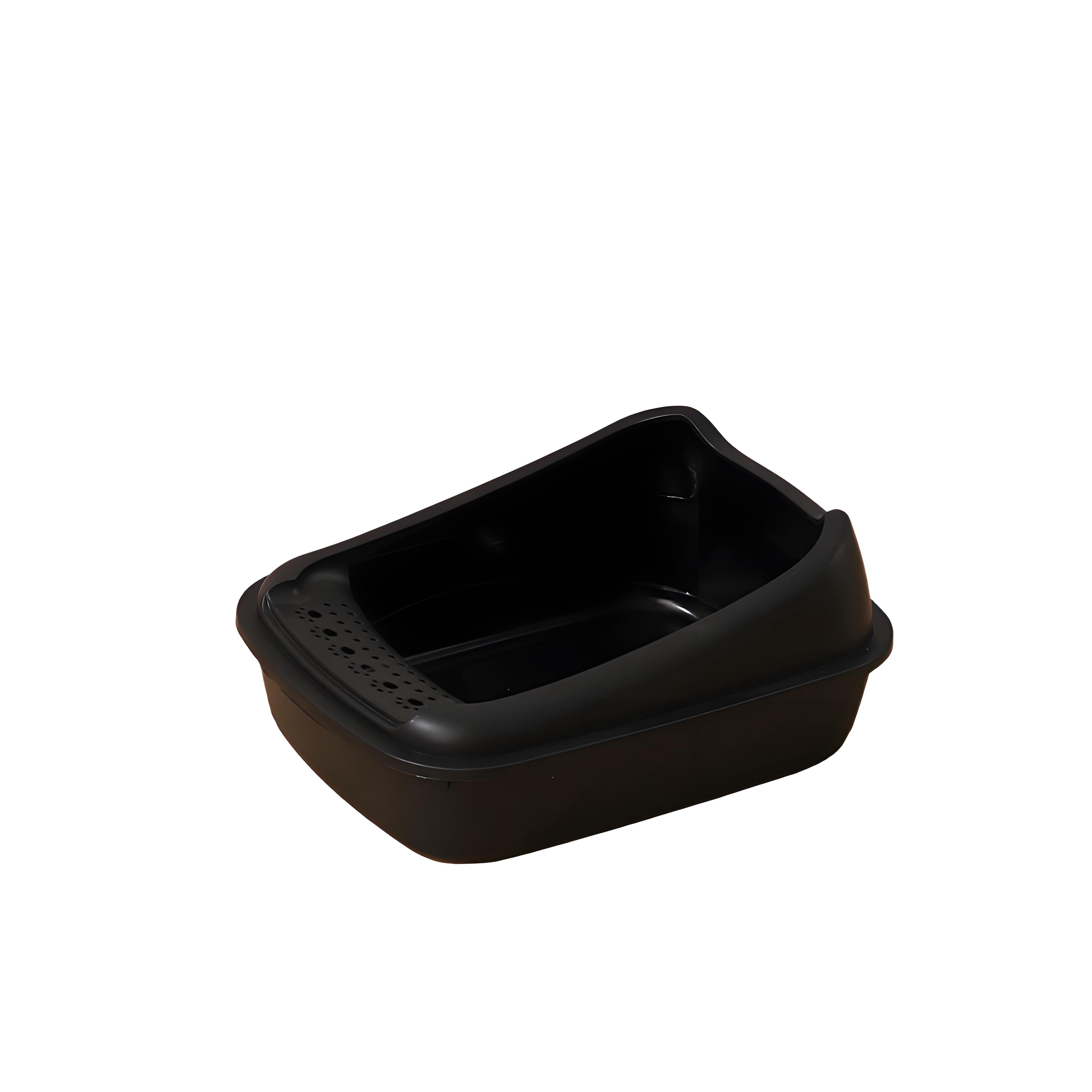 COMIART PP Material Semi - Enclosed Large Cat Litter Box Anti - Splash Cat Toilet Pet Supplies (Black, Small Cat Litter Box)