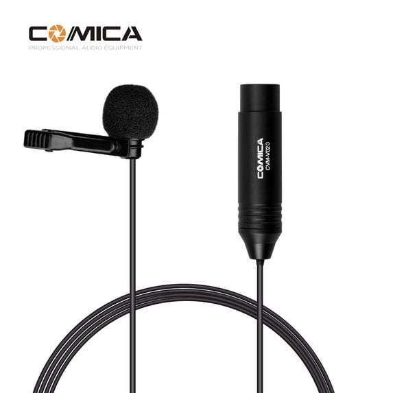 COMICA CVM-V02O Omnidirectional Lavalier Lapel Microphone Condenser Mic XLR Plug Supports 48V Phantom Compatible with Camcorders Video Recording