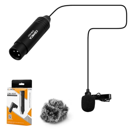 COMICA CVM-V02O Omnidirectional Lavalier Lapel Microphone XLR Plug with 48V Phantom Power for Camcorders Video Recording Black (1.8m / 5.9ft)