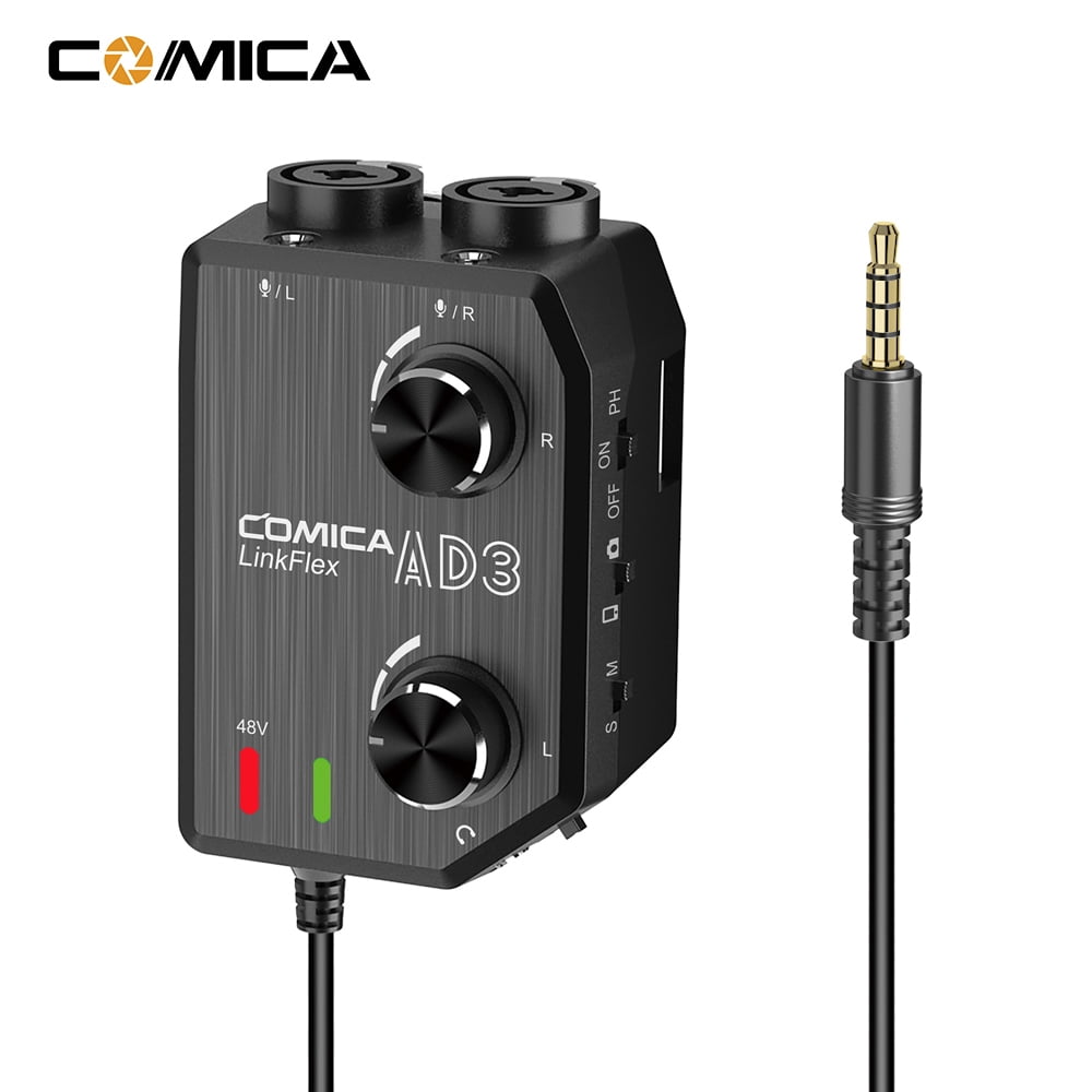 COMICA Microphone Amplifier,Two-Channels XLR/3.5mm/6.35mm-3.5mm Audio Audio Audio Preamp Preamp 3.5mm DSLR Preamp AD3 Two-Channels XLR/3.5mm/6.35mm-3.5mm XLR/3.5mm/6.35mm-3.5mm Audio Preamp