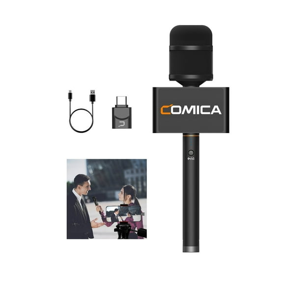 COMICA Revo S Wireless Reporter Microphone Compatible with Windows, Mac OS, Support One-Key Denoise with 14mm Condenser Mic Capsule for Smartphone for Podcasting, Report, Interview, Video Recording