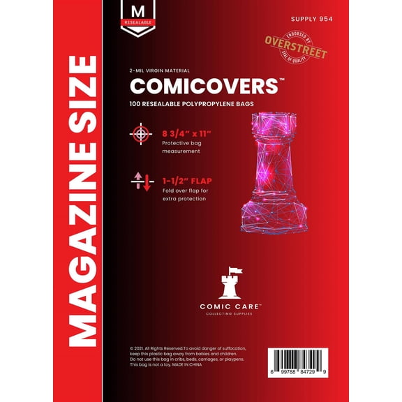 COMICARE Magazine PP (Polypropylene) Resealable Bags: 100 ct By Comic Care