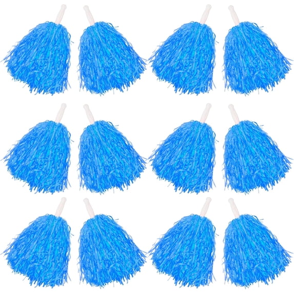 ABCISI 12 PCS Cheerleading Pom Poms, Pompoms with Handles Cheer Squad Team Spirited Fun Pom Poms for Party, Sports Dance Cheer, Performance Celebration (Soft Plastic- Blue)