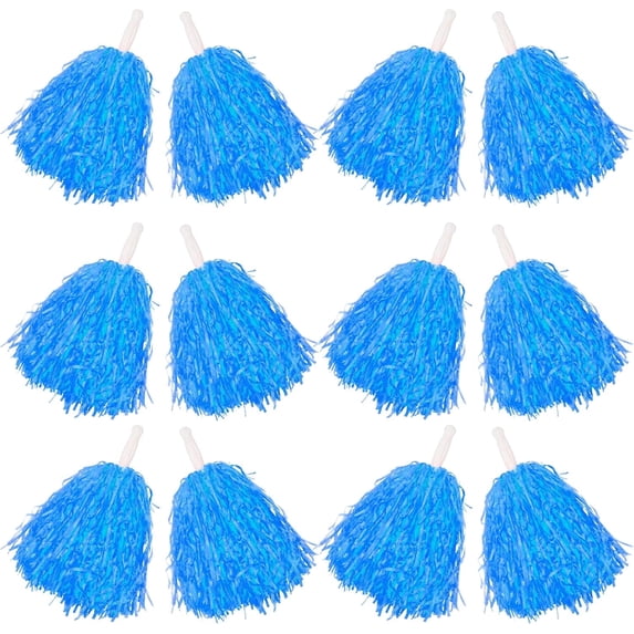 ABCISI 12 PCS Cheerleading Pom Poms, Pompoms with Handles Cheer Squad Team Spirited Fun Pom Poms for Party, Sports Dance Cheer, Performance Celebration (Soft Plastic- Blue)