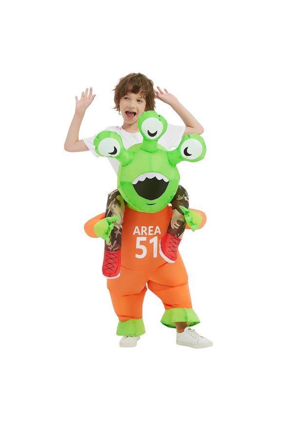 COMIN 48 inch Halloween Inflatable Alien Costume Kids Cosplay Costumes Funny Ride on Blow Up Costumes Alien Suit for Teens