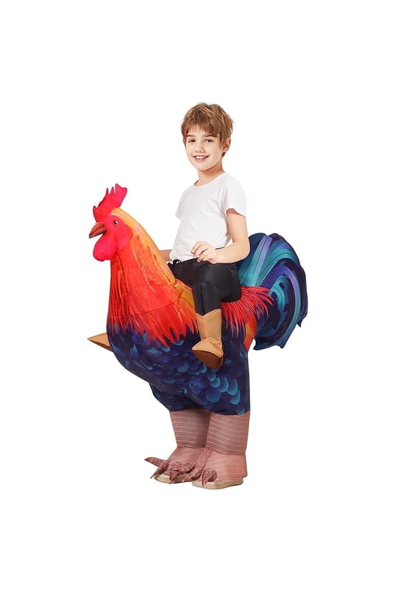COMIN 48 inch Inflatable Chicken Costume Kids Rooster Suit Funny Cosplay Halloween Costume for Boys Girls Birthday Christmas Supplies