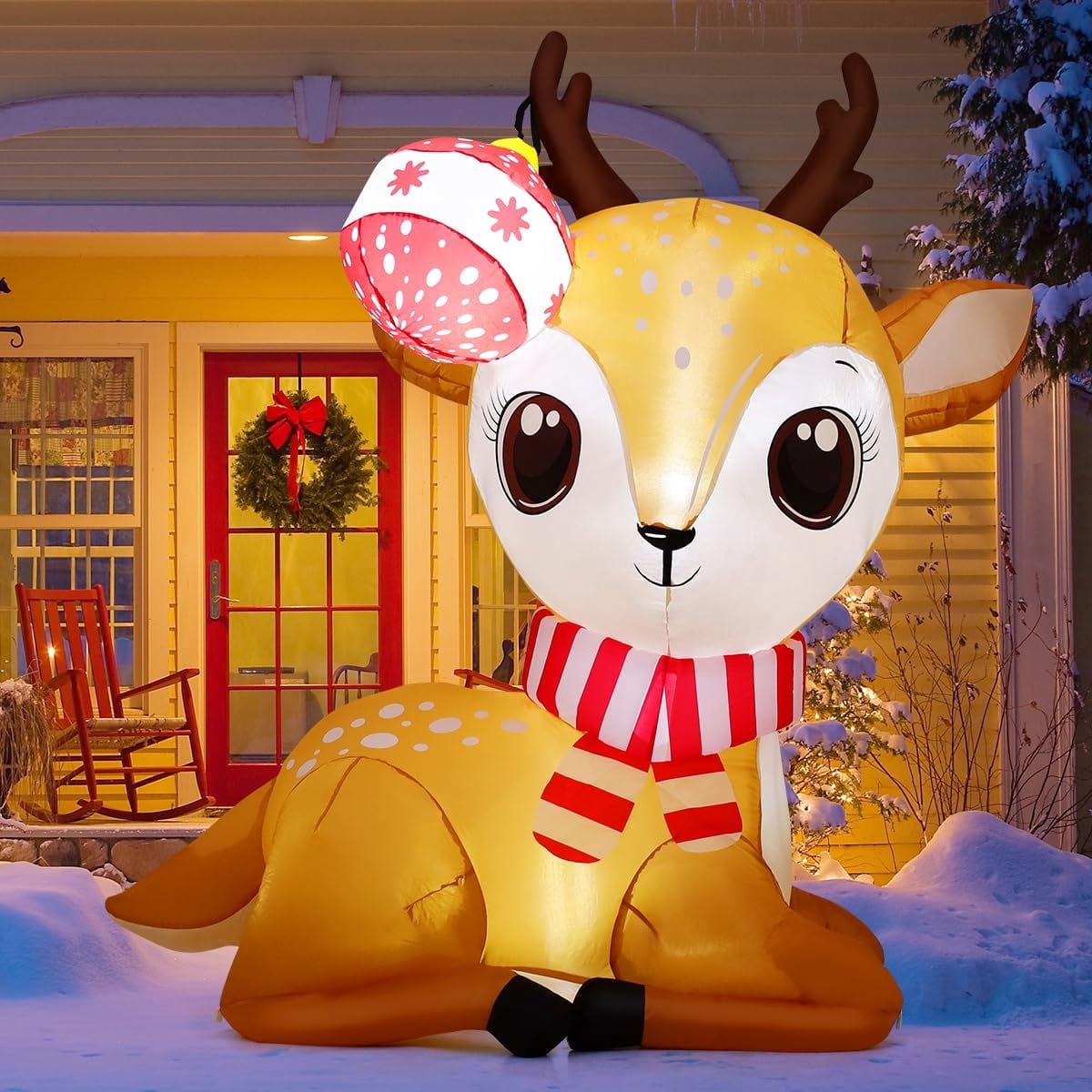 KOOY 8FT Inflatable Birthday Cake Yard Decoration - Blow Up LED Lighted Outdoor Decor - View #6