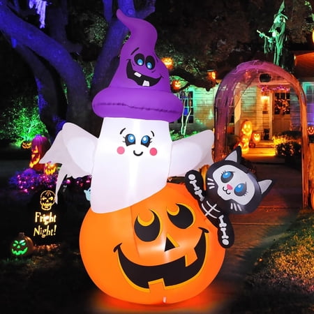 COMIN 5 FT Halloween Inflatables Pumpkin Ghost Cat Outdoor Decorations Blow Up Yard with Built-in LEDs for Indoor Party Garden Lawn Decor price history and forecast - COMIN Inflatables