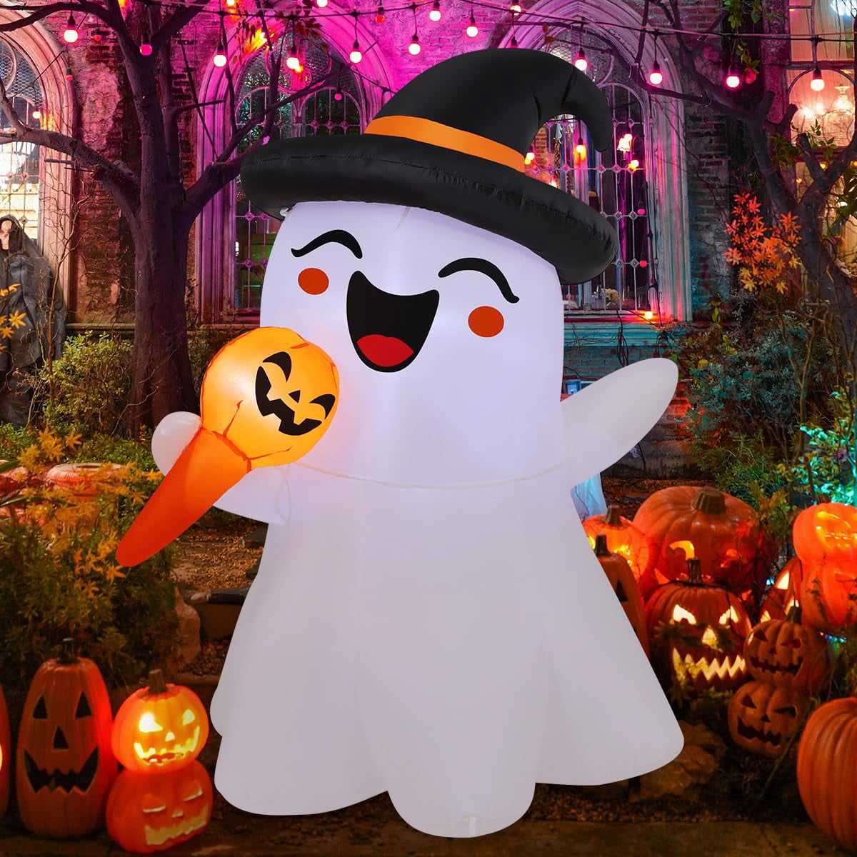 COMIN 5 FT Halloween Inflatables Singing Ghost Outdoor Decorations ...
