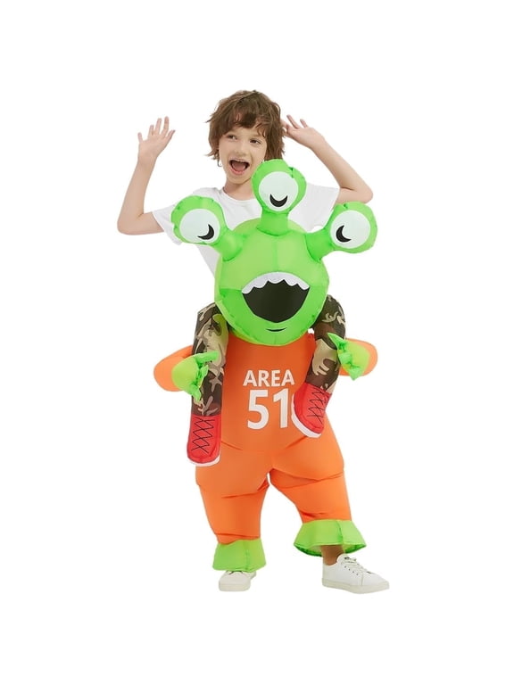 COMIN Halloween Inflatable Alien Costume Kids Cosplay Costumes Funny Ride on Blow Up Costumes Alien Suit for Teens